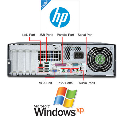 Windows XP PC HP DC5100 P4 (3,2Ghz) 1/2GB hdd/ssd (Parallel + seriële poort) + garantie